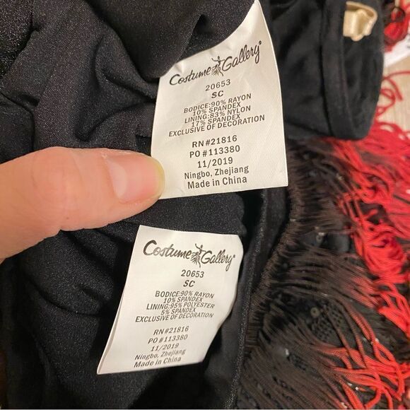 Costume Gallery dance 2 piece red sequin fringe tip skirt 20653 child SC - Picture 6 of 10